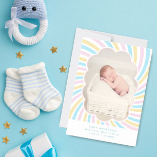 Schattigee Cloud Unisex Baby Foto Geboorte Aankond Magnetische Uitnodiging