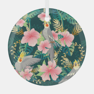 Schattigee Cockatiel Parrot Pattern Glas Ornament