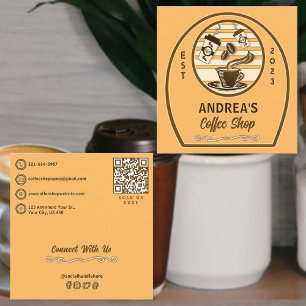 Schattigee  coffeeshop Gepersonaliseerd Logo QR-co Vierkante Visitekaartje