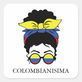 SCHATTIGEE Colombiaanse meisjesvlag Vierkante Sticker