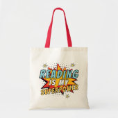 Schattigee Comic Book Style Reading is mijn Superp Tote Bag (Voorkant)