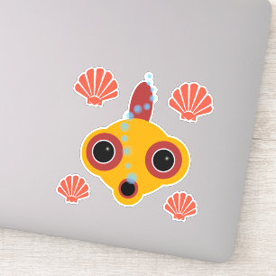 Schattigee Comic Googly Eyed Goldfish Bubbles en S Sticker