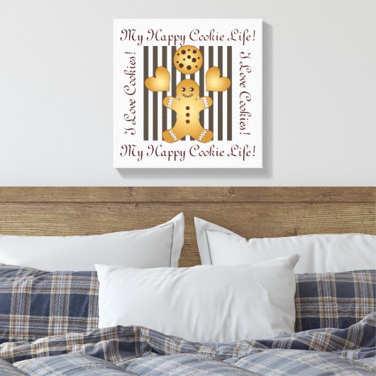 Schattigee Cookie Gingerbread Man Canvas Afdruk (Insitu (Slaapkamer))