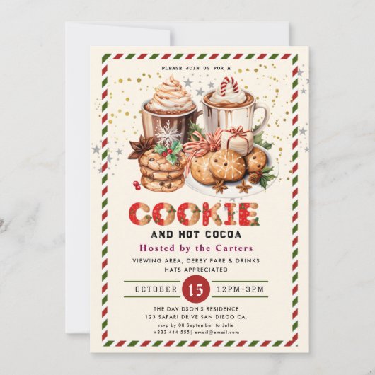 Schattigee Cookies en Cocoa Holiday Party Uitnodig Kaart (Voorkant)
