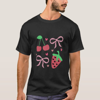 Schattigee Coquette Aardbeien Kersen en Bogen T-shirt