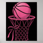 Schattigee Coquette Basketbal Esthetische Roze Hoo Poster (Voorkant)