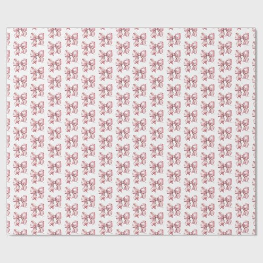 Schattigee Coquette Blush Roze Bow Pattern Cadeaupapier (Vlak)