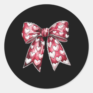 Schattigee Coquette Bow Heart Valentijn's Day Vrou Ronde Sticker