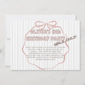 Schattigee Coquette Bow Pajama gestreepte feestver Kaart (Achterkant)