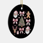 Schattigee Coquette Bow Roze Kerstboom Santa Ginge Keramisch Ornament (Rechts)