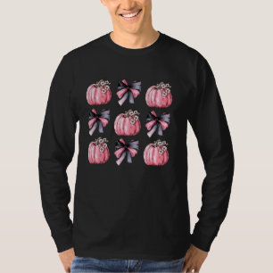 Schattigee Coquette Bows Roze Pompoenen Bloemen Ha T-shirt