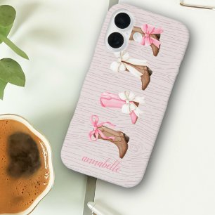 Schattigee Coquette Cowgirl Laarzen Gepersonalisee iPhone 16 Hoesje