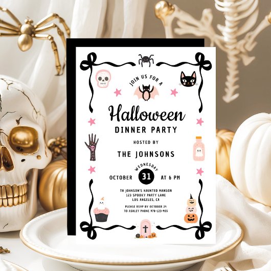 Schattigee Coquette Halloween Dinner Party Kaart
