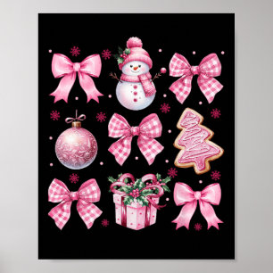 Schattigee Coquette Kerst Roze Bogen Santa Gingerb Poster