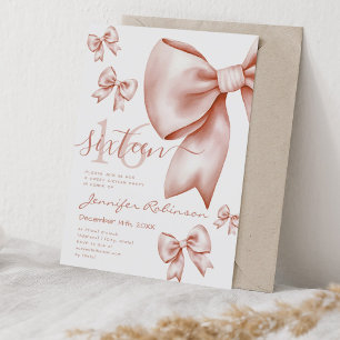 Schattigee Coquette Roos Gold Bow Sweet 16 Kaart