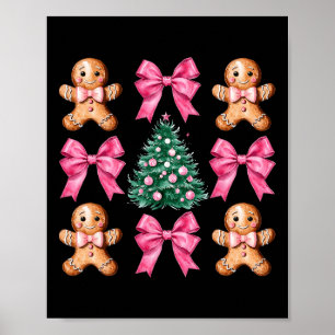 Schattigee Coquette Roze Bow Xmas Gingerbread Man  Poster