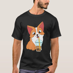 Schattigee Corgi Drink melkthee met parels T-shirt