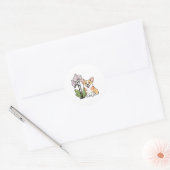 Schattigee Corgi met Orchidea Ronde Sticker (Envelop)