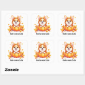 Schattigee Corgi Puppy in pompoenkostuum Halloween Vierkante Sticker (Vel)