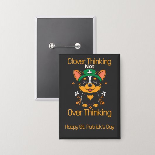 Schattigee Corgi St. Patrick's Day Button (Voorkant / Achterkant)