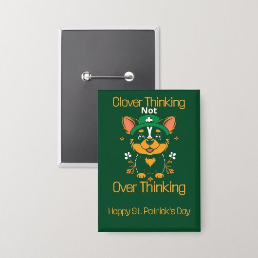 Schattigee Corgi St. Patrick's Day Button (Voorkant / Achterkant)