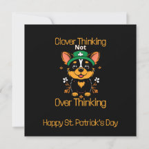 Schattigee Corgi St. Patrick's Day Kaart - Flat De