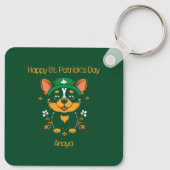 Schattigee Corgi St. Patrick's Day Sleutelhanger (Achterkant)