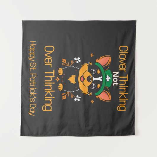 Schattigee Corgi St. Patrick's Day Tapestry Wandkleed (Voorkant (horizontaal))