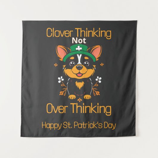 Schattigee Corgi St. Patrick's Day Tapestry Wandkleed (Voorkant)