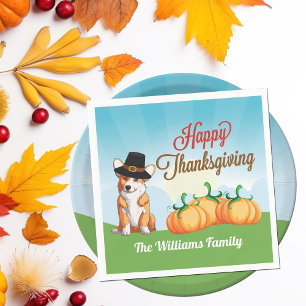 Schattigee Corgi Thanksgiving Custom Party Servet