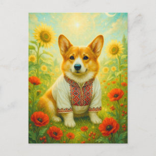 Schattigee Corgi Ukraine Zonnebloem Welsh Queen Br Briefkaart
