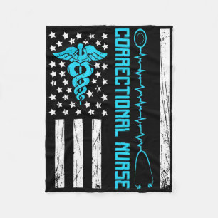 Schattigee Correctionele Verpleegkundige US Flag V Fleece Deken