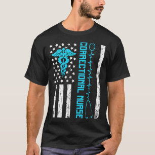 Schattigee Correctionele Verpleegkundige US Flag V T-shirt