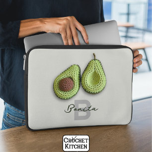 Schattigee Cottagecore Haak Avocado Monogram Naam Laptop Sleeve