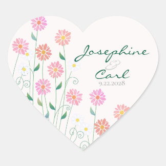 Schattigee Country Daisies Minimalistische bruilof Hart Sticker