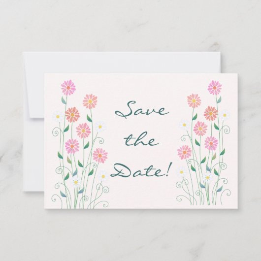 Schattigee Country Daisies Pinks Wedding Save the  Save The Date (Voorkant)
