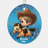 Schattigee Cowboy en Paard Western Keramisch Ornament (Links)