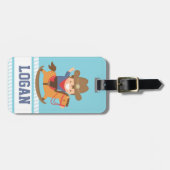 Schattigee cowboy op Rocking Horse gepersonaliseer Bagagelabel (Voorkant horizontaal)