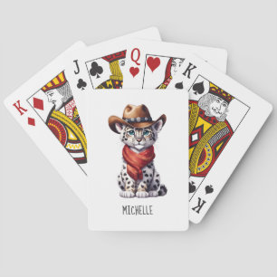Schattigee Cowboy Snow Leopard Naam Pokerkaarten