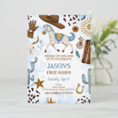 Schattigee Cowboy Verjaardagsuitnodiging Kaart (Staand voorkant)