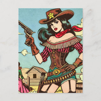  Schattigee Cowgirl Comics Briefkaart