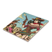 Schattigee Cowgirl Comics Tegeltje (Zijkant)