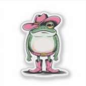 Schattigee Cowgirl Frog Vinyl Sticker (Voorkant)