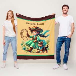 Schattigee cowgirl lovers meisjes naam toevoegen fleece deken