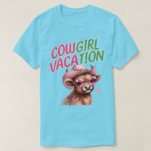 Schattigee Cowgirl Summer Vacation Gift voor Koe L T-shirt