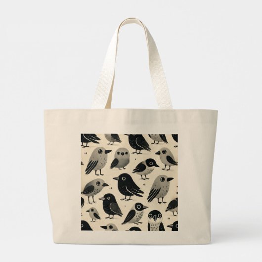 Schattigee Crafty Crows Print Design Grote Tote Bag (Achterkant)