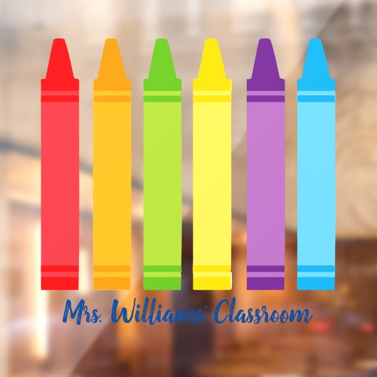 Schattigee Crayon Basisschool Leraar Custom Class Raamsticker (Vel 2)