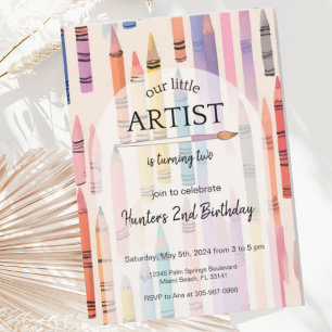Schattigee Crayon Pastel Kleine Artiest Verjaardag Kaart