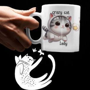 Schattigee Crazy Cat Lady Schattigee Space Cat op  Mok