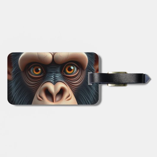 Schattigee Crazy Funny Chimpanzee Bagagelabel (Achterkant horizontaal)